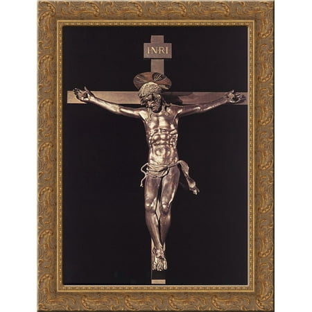 Ornate Crucifix - Crucifix 20x24 Gold Ornate Wood Framed Canvas Art by Donatello