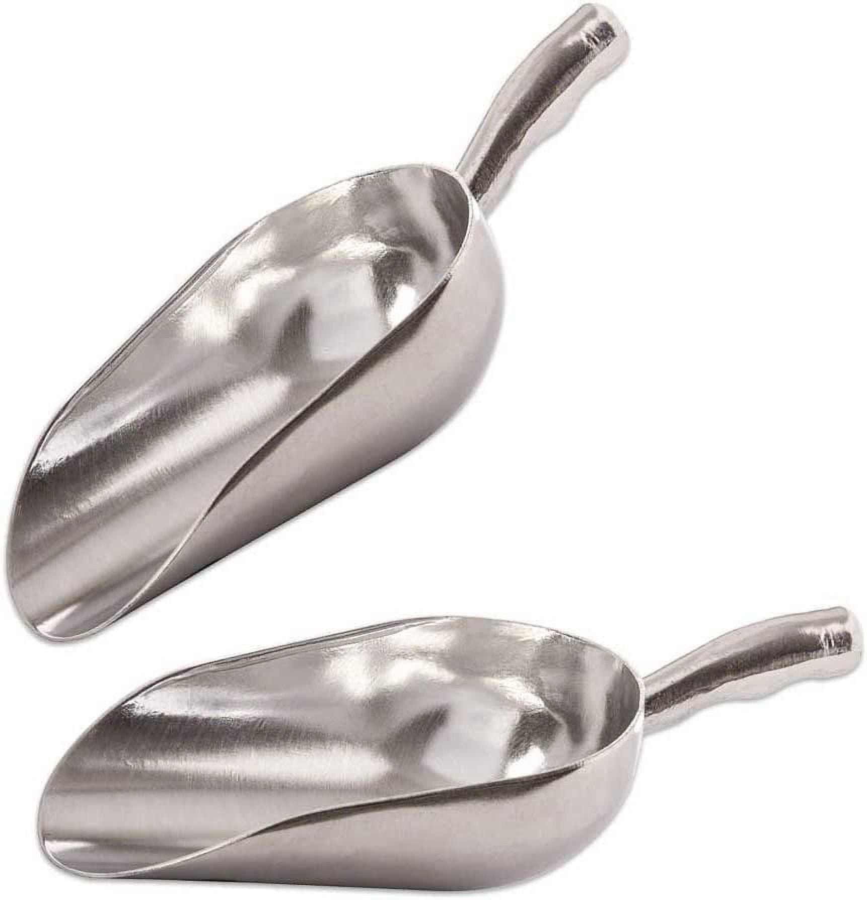 Set of 4 - TrueCraftware - 12 oz Cast Aluminum Bar Ice Scoopers with Round Bottom