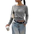 thumbnail image 3 of Women's Off Shoulder Top Cinched Waist Long Sleeve Crop T Shirts Tops Y2k Going Out Gray L, 3 of 9