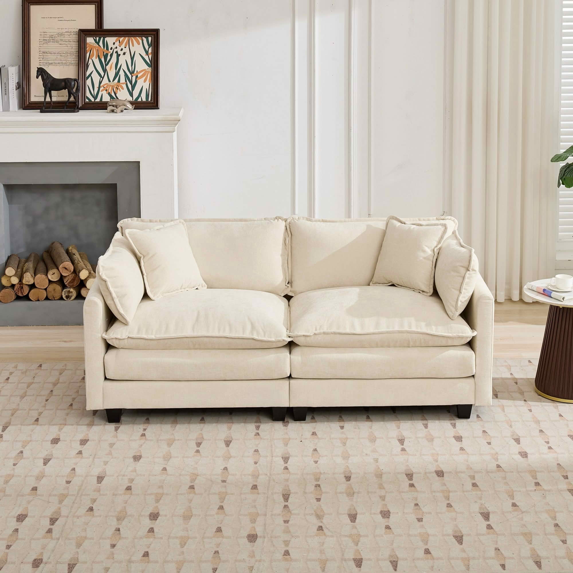 MAYEERTY 76.7 Inch Cloud Loveseat Sofa, Chenille Modular Sectional Couch with Double‑Layer Cushion for Living Room Apartment