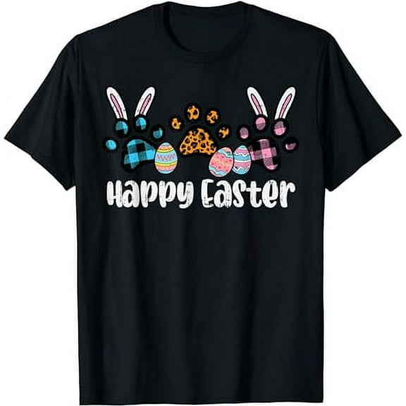 Happy Easter Dog Cat Paw Men Women Girls Kids Teens Youth T-Shirt