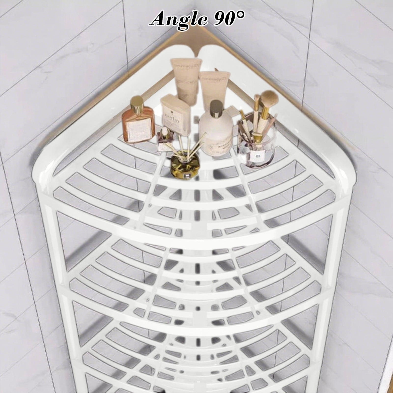 Ovzne 4-Tier Corner Shower Shelf – 36.2 X 16.9 X 12.2 Inches Plastic Shower Organizer, Adjustable Bathroom Rack With Stable Design For Shampoo, Conditioner More