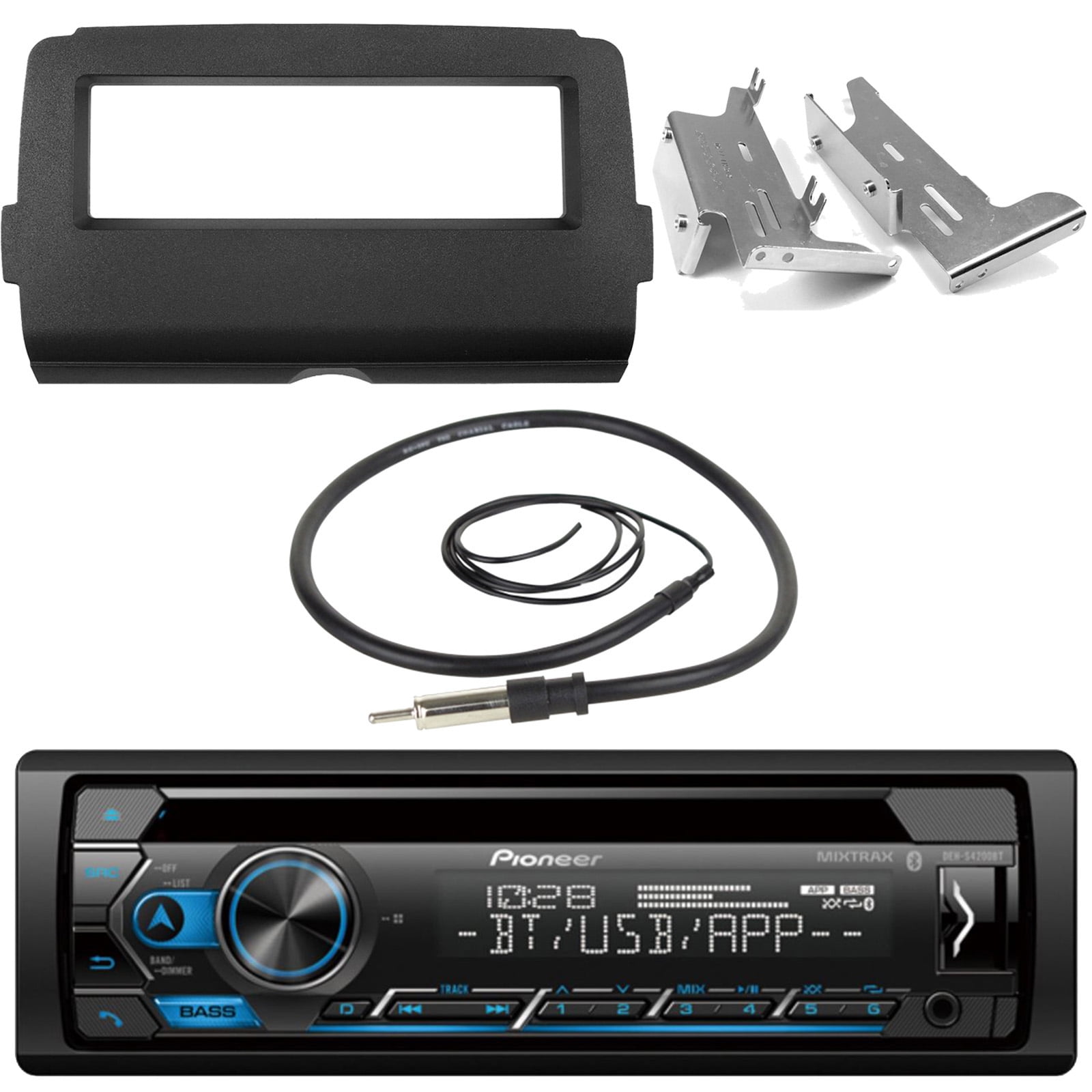 Pioneer Deh S4200bt Marine Bluetooth Radio Usb Aux Cd Audio Receiver Bundle With Enrock Installation Dash Kit For 2014 And Up Harley Motorcycle Enrock 22 Radio Antenna Walmart Com