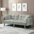 thumbnail image 2 of 74"L Futon Sofa, Velvet Sleeper Sofa with 2 Pillows, 2 of 8