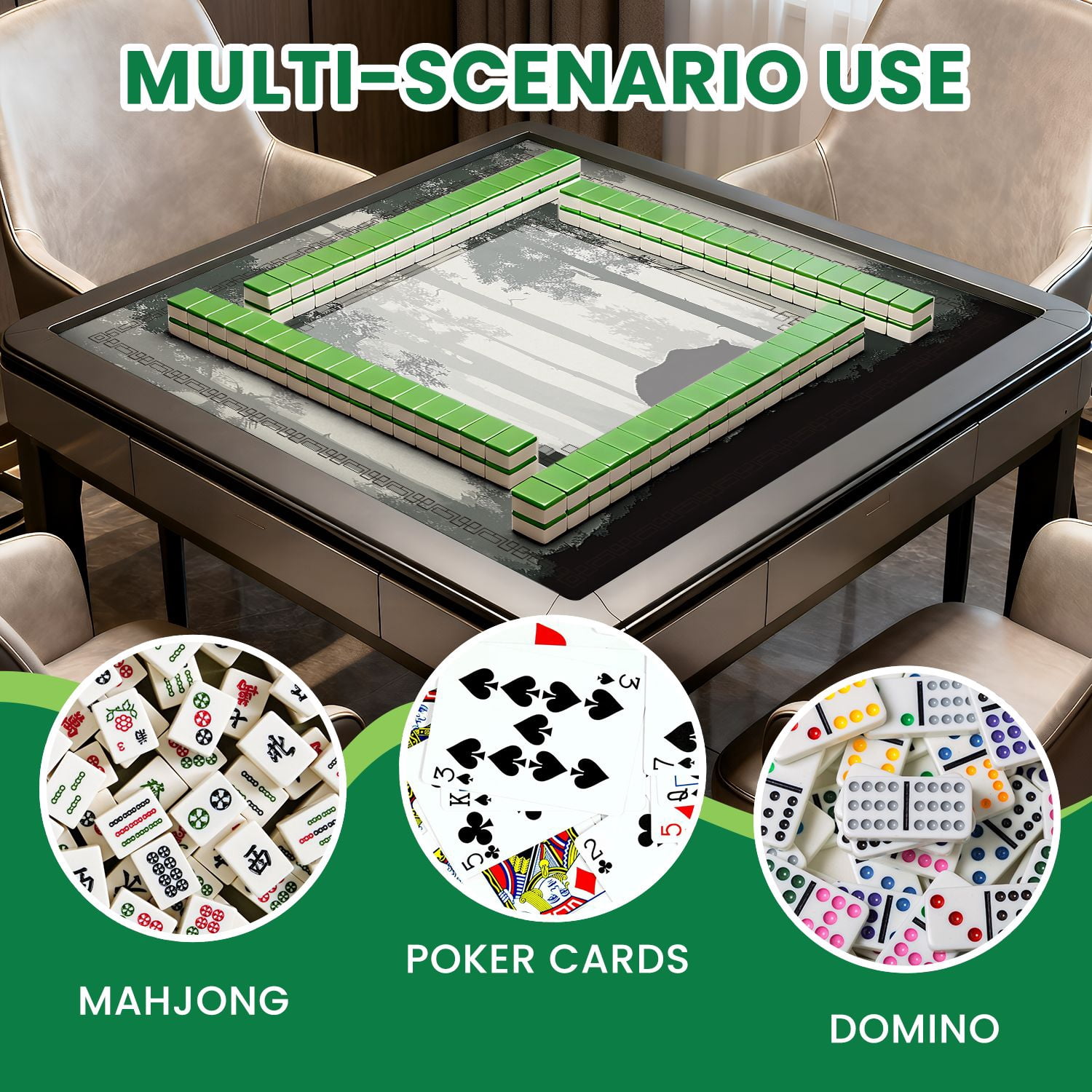 Mahjong Mat 31.5" x 31.5" Seamless horizontal Mother bear little bear Non-Slip Noise Reduction American Mahjong Tiles Table Cover for Dominoes Poker Card Board Games Gift