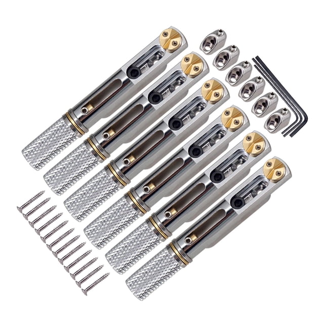 Puente de fijo de Metal con tuerca y llave para accesorios de piezas de repuesto de instrumentos de guitarra eléctrica sin cabeza , Plata Argén Sunnimix cordal del puente