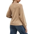 thumbnail image 3 of Sudadera con Nudo en la Cintura para Mujer, Larga Raglán, Estilo Túnica, Cuello Redondo, Elegante Blusa Deportiva de Otoño Caqui L, 3 of 7