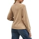 thumbnail image 3 of Sudadera con Nudo en la Cintura para Mujer, Larga Raglán, Estilo Túnica, Cuello Redondo, Elegante Blusa Deportiva de Otoño Caqui L, 3 of 7