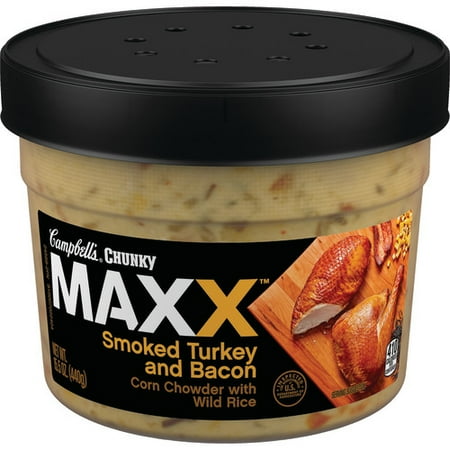 Campbells Turkey - (2 Pack) Campbell's Chunky Maxx Smoked Turkey and Bacon Corn Chowder with Wild Rice, 15.5 oz. Tub