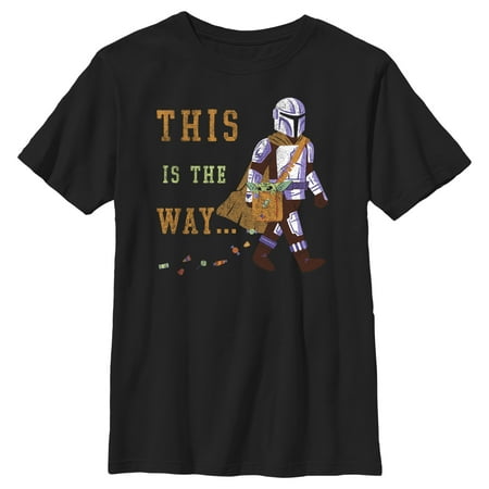 Boy's Star Wars: The Mandalorian Halloween This is the Way Treats Graphic Tee Black X Large