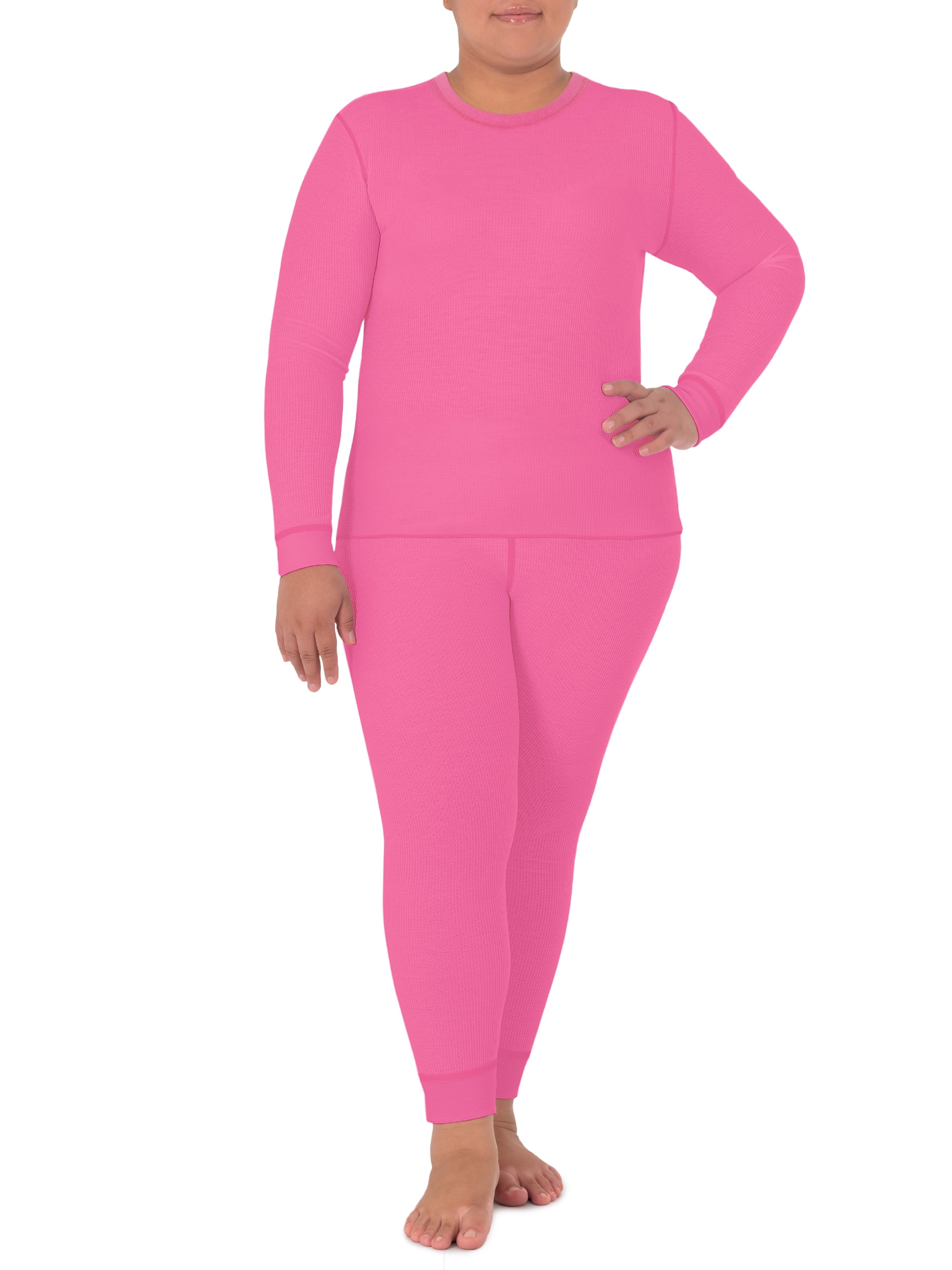 Fruit of the Loom Women's and Women's Plus Long Underwear Thermal Waffle Top and Bottom Set