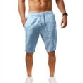 thumbnail image 2 of Pgeraug Mens Sweatpants Shorts Cotton Solid Linens Cargo Pants for Men Blue M, 2 of 3