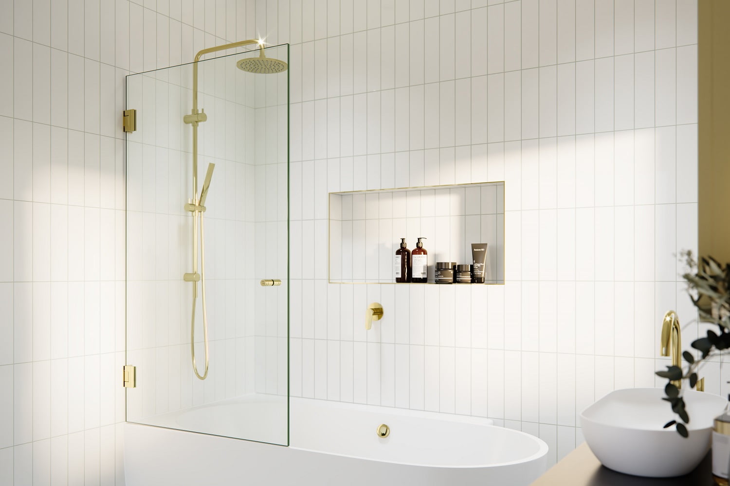 Albedo 34 in. x 58 in. Frameless Glass Bathtub Shower Door