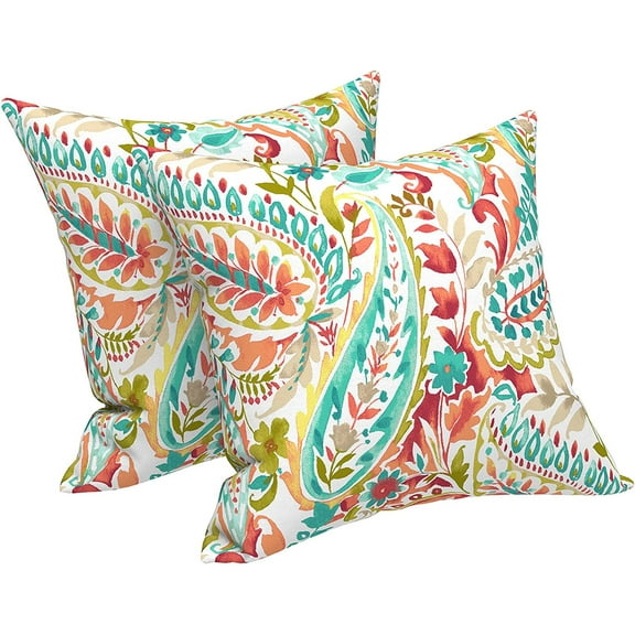 Outdoor/Indoor Throw Pillows Covers, Decorative Throw Pillows Covers , 18x18 Square Throw Pillows Covers Bed, Couch, and Patio Furniture (Set of 2, Pretty Paisley)
