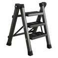 thumbnail image 1 of Zorion 3 Step Folding Ladder Lightweight Practical, Multiuse, with AntiSlip Pedal Solid Black, 1 of 9