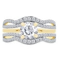 thumbnail image 3 of Round Cut White Cubic Zirconia Double Row Chevron Enhancer Guard Ring 10k Yellow Gold Ring Size - 9.5, 3 of 7