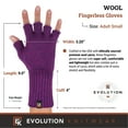 thumbnail image 3 of Wool Knit Fingerless Gloves - Made in the USA - Super Soft Merino Wool - Small - Viola Melange, 3 of 6