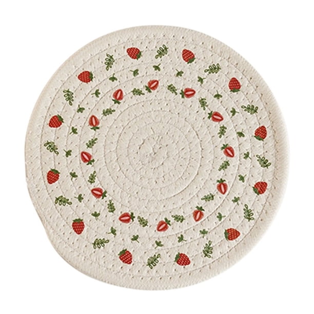 Yhmxh Utensilios de cocina Manteles individuales tejidos aislantes, manteles individuales estampados, manteles redondos para ollas y cuencos. Muebles para cocina Accesorios de cocina