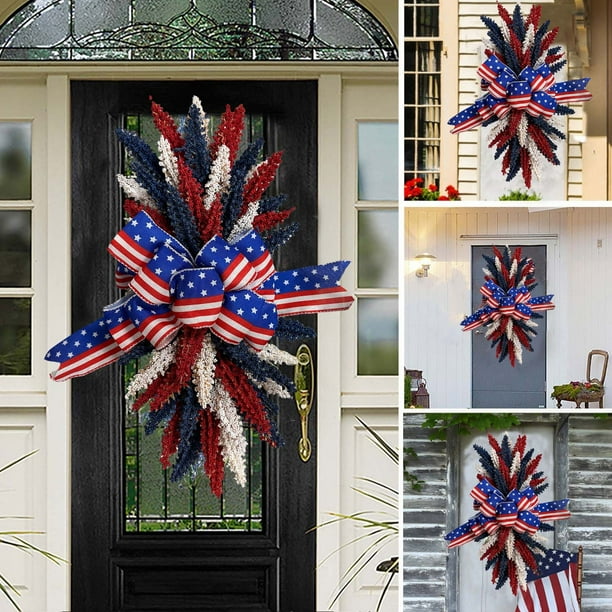 Xihbxyly Guirnalda Patriótica, Decoración Del Día de La Independencia, Versátil para Interiores y Exteriores, Decoración Navideña para Bodas y Jardines, Temática de La Bandera de Estados Unidos, Resi