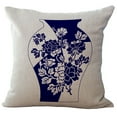 thumbnail image 1 of facefd Coussins Floraux Élan Bleu et Blanc Housse de Coussin en Coton Lin 18x18 Pouces, 1 of 1