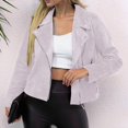thumbnail image 6 of Tianiyouqing Womens Faux Suede Jacket 2024 Fall Winter Clothes Casual Zipper Cropped Coat Bomber Biker Moto Jackets Outwear Light Gray S, 6 of 7