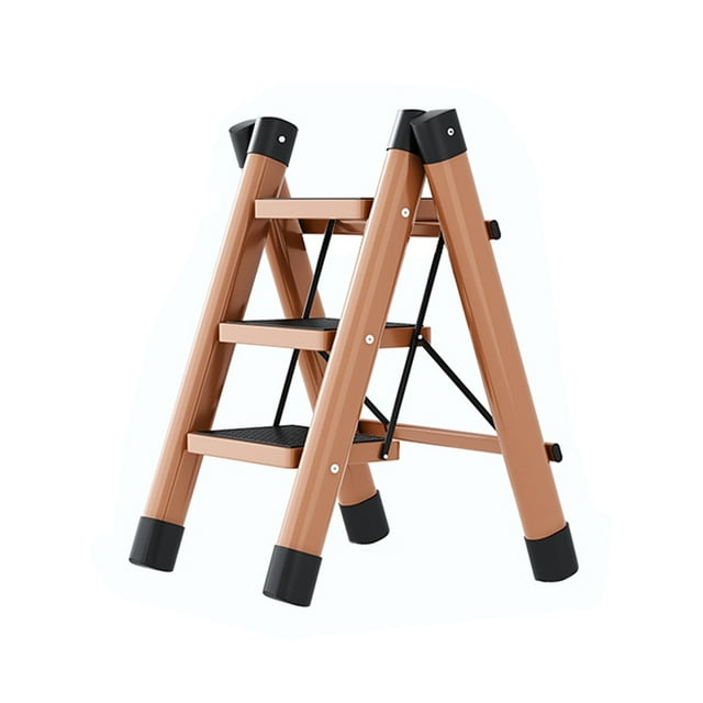 Step Ladder Folding 3 Steps Non Slip Waterproof Rustproof Household Handling Equipment Apricot