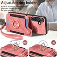 thumbnail image 6 of Asuwish Phone Case for Samsung Galaxy S24 FE 5G Wallet Cell Cover with Tempered Glass Screen Protector Slim Lanyard Wrist Strap RFID Ring Stand Credit Card Holder Slot S 24 EF AI S24FE 24S Pink, 6 of 10