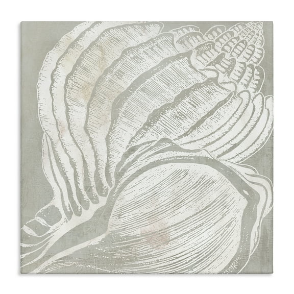 Stupell Industries Beige Conch Pattern Nautical & Beach Painting Wrapped Canvas Art Print Wall Art, 17 x 17