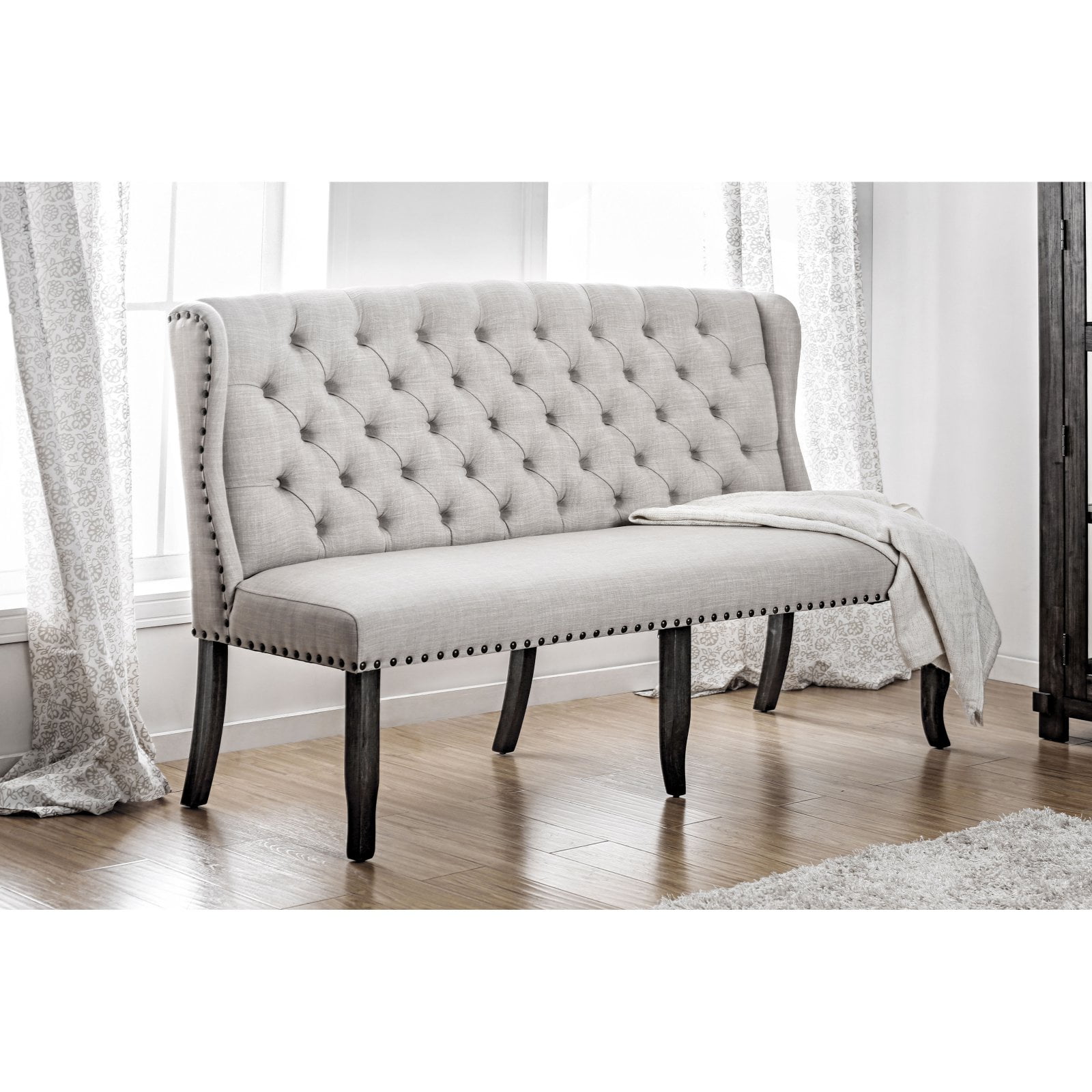 Furniture Of America Oper Rustic 3 Seater Tufted Linen Like Fabric Loveseat Dining Bench Walmart Com Furniture Of America Oper Rustic 3 Seater Tufted Linen Like Fabric Loveseat Dining Bench Walmart Com