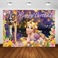 thumbnail image 3 of Rapunzels Happy Birthday Backdrop Rapunzels Banner Poster for Rapunzels Theme Party Decorations Birthday Supplies Background Studio Shoot Photo Props Booth, 3 of 4