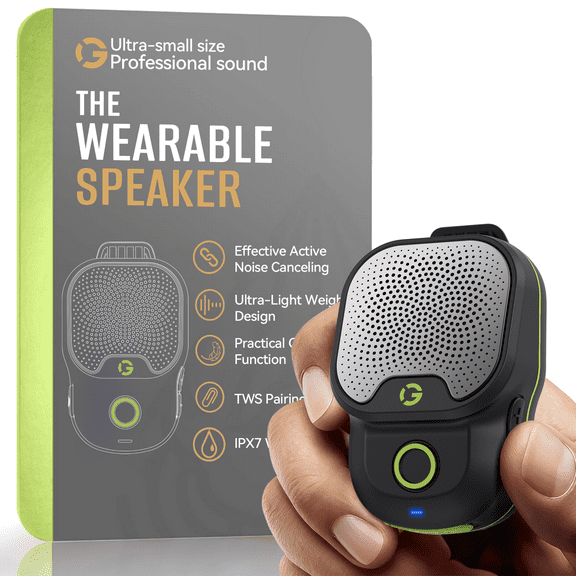 Wearable Bluetooth Speaker, Bluetooth 5.4 Clip On Wireless Speaker with Mic, TWS Function, 12Hrs Playtime, IPX7 Waterproof, Mini Portable Speakers for Outdoor Working, Biking, Running