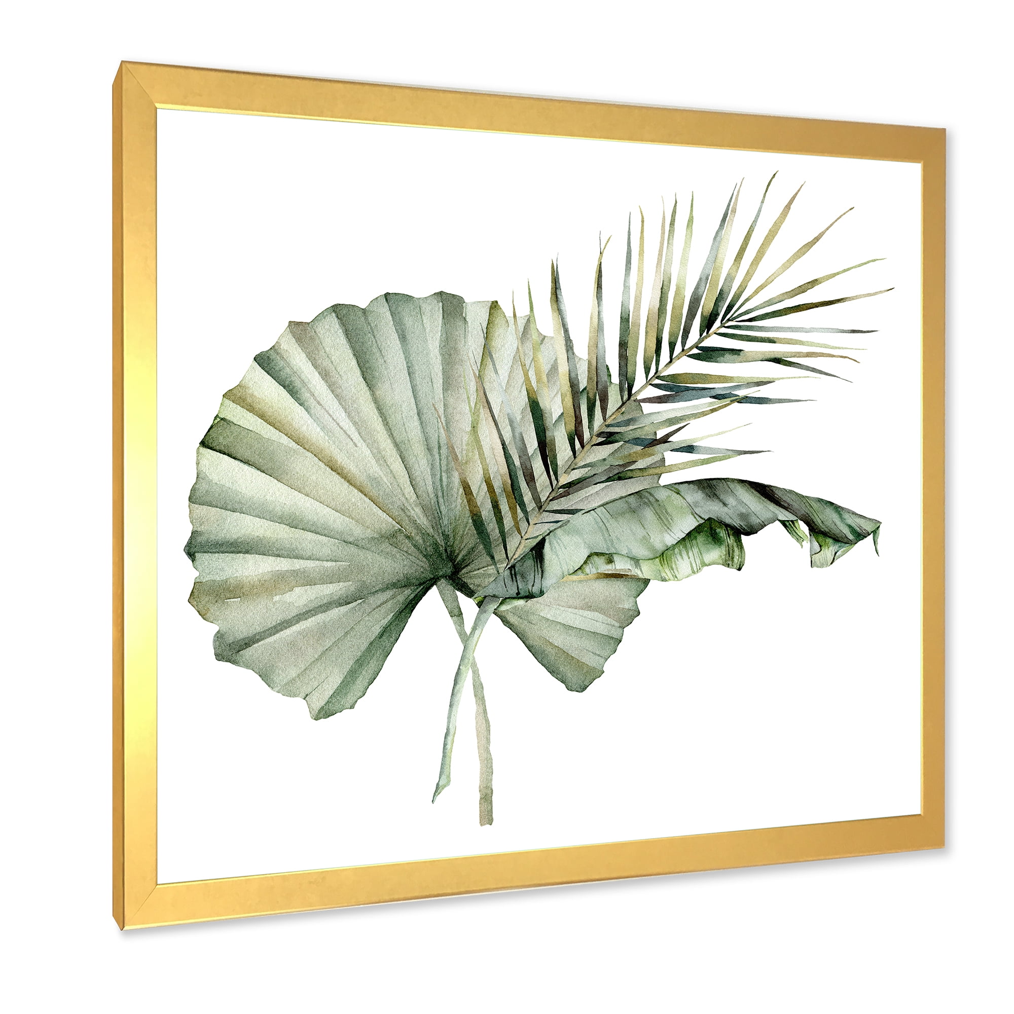 Designart 'Tropical Bouquet With Banana Coconut and Palm Leaves' Traditional Framed Art Print