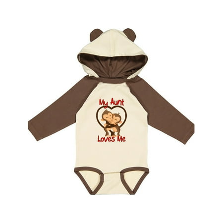

Inktastic My Aunt Loves Me Monkey Gift Baby Boy or Baby Girl Long Sleeve Bodysuit