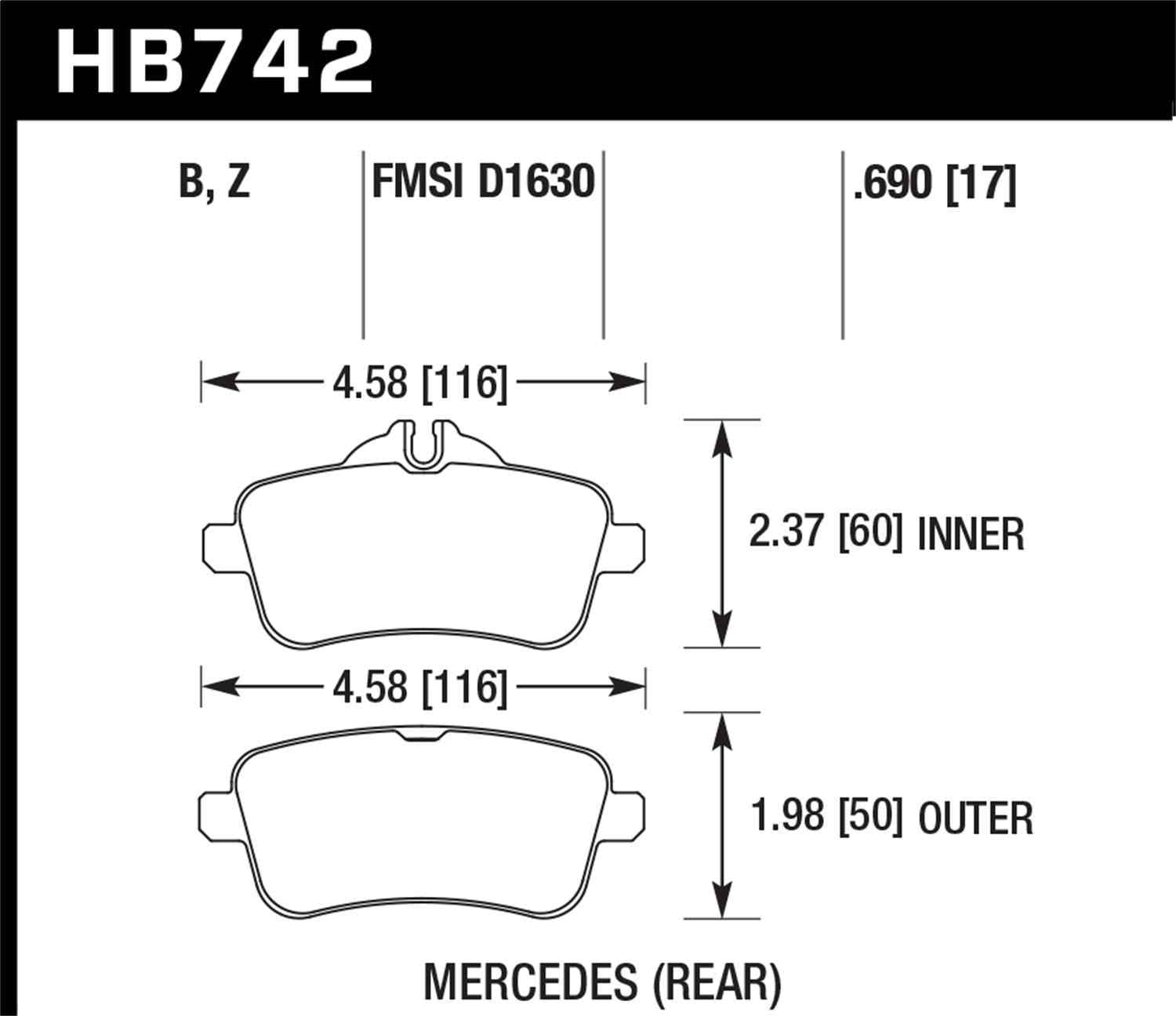 Hawk 12-15 Mercedes-Benz ML350/550 HPS 5.0 Rear Brake Pads Fits select: 2016,2018-2019 MERCEDES-BENZ GLE
