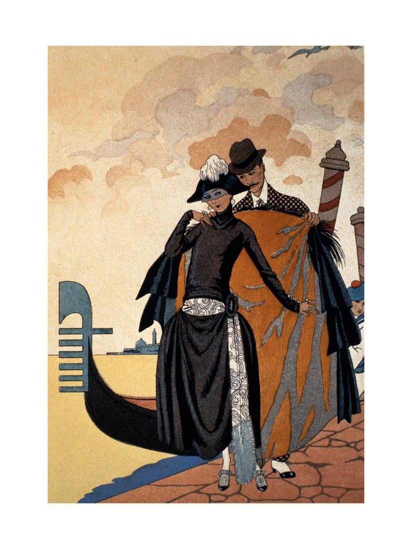 Her And Him Fashion Illustration 1921 Pochoir Print Print Wall Art By Georges Barbier Walmart Com