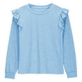thumbnail image 5 of Linfrsh Toddler Girl Long Sleeve Shirt Girls Long Sleeve Shirts Kids Crewneck Soft Tunic Tops Basic Casual T-Shirts Light Blue,9-10 Years, 5 of 5