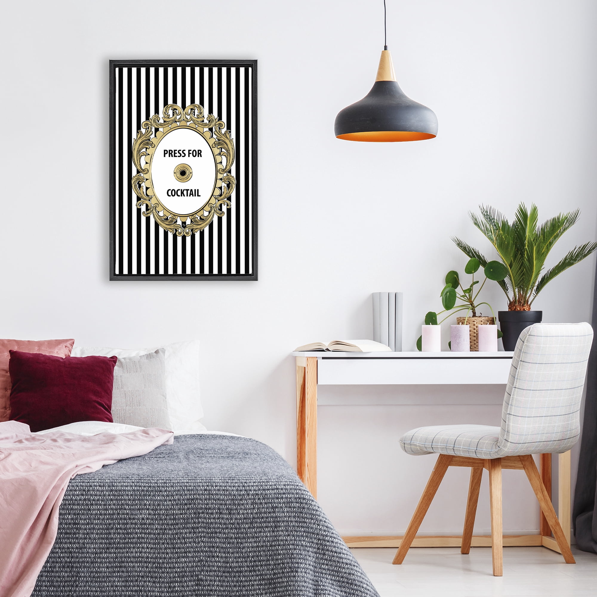 Stupell Industries Press For Cocktail Celebration Black Framed Floater Canvas Wall Art, design by Martina Pavlova