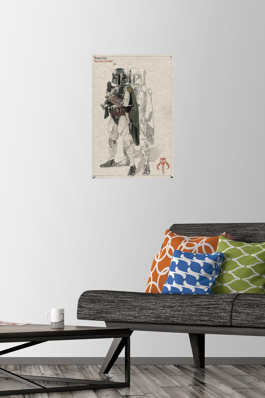 Star Wars: Saga - Boba Fett - Sketch Wall Poster with Pushpins, 14.725" x 22.375"