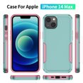 thumbnail image 2 of SaniMore for iPhone 14 Plus 6.7" Military Grade Shockproof Case, Rugged PC Back & TPU Bumpers with Wireless Charging Full Body Protective Case for iPhone 14 Plus Women Men, Geen/Pink, 2 of 8