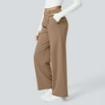 thumbnail image 4 of ManxiVoo Womens High Waist Wide Leg Pull On Work Pants Stretchy Comfort Slacks for Outdoor L Size Brown, 4 of 8