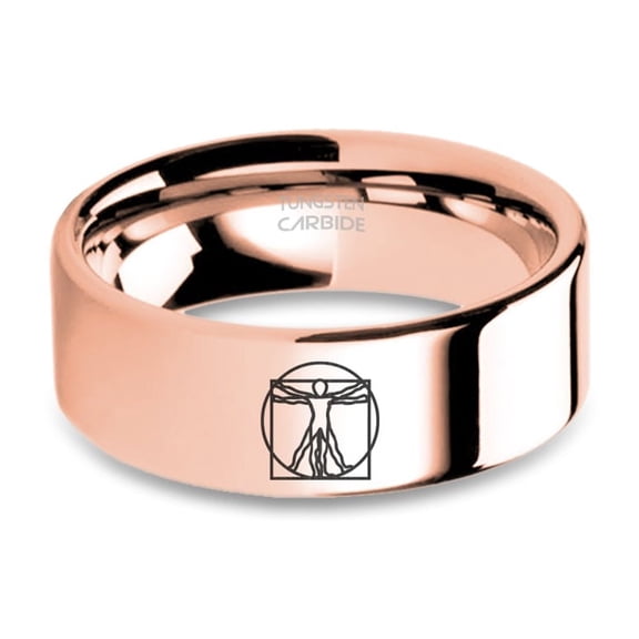 Proportions of Man Vitruvian Rose Gold Tungsten Polished Ring, 8mm, Size 15