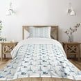 thumbnail image 3 of Ambesonne Lighthouse Quilted Bedspread Set 2 Pcs, Hand Drawn Beach, Twin Size, Blue White, 3 of 6