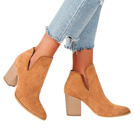 

Women Boots Pointed Shoes Zip Shoes Winter Casual Shoes High Heel Warm Solid Boots