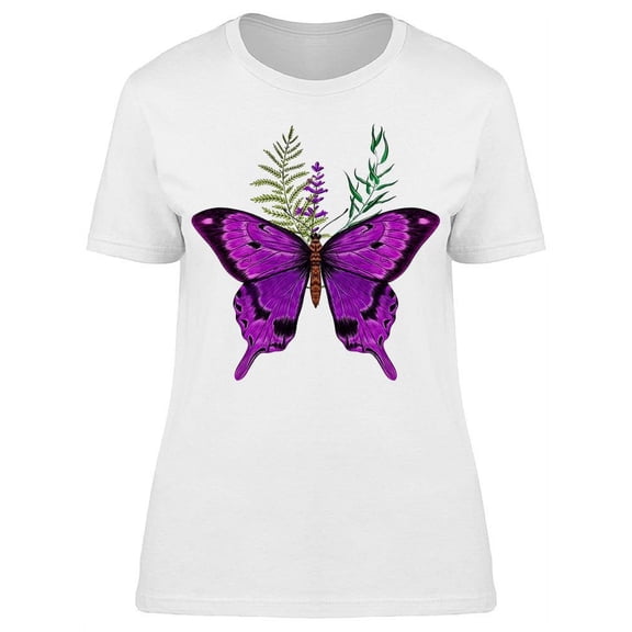Violet Butterfly Bouquet Plants T-Shirt Women -Image by Shutterstock, Female Small