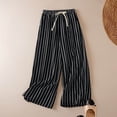 thumbnail image 2 of iHPH7 Women Linen Pants Cropped Pants for Women Palazzo Capris for Women Vacation Lounge Pants Summer Capris for Women Striped Pants Women Wide Leg Capris Loose Fit (M-4XL), 2 of 3
