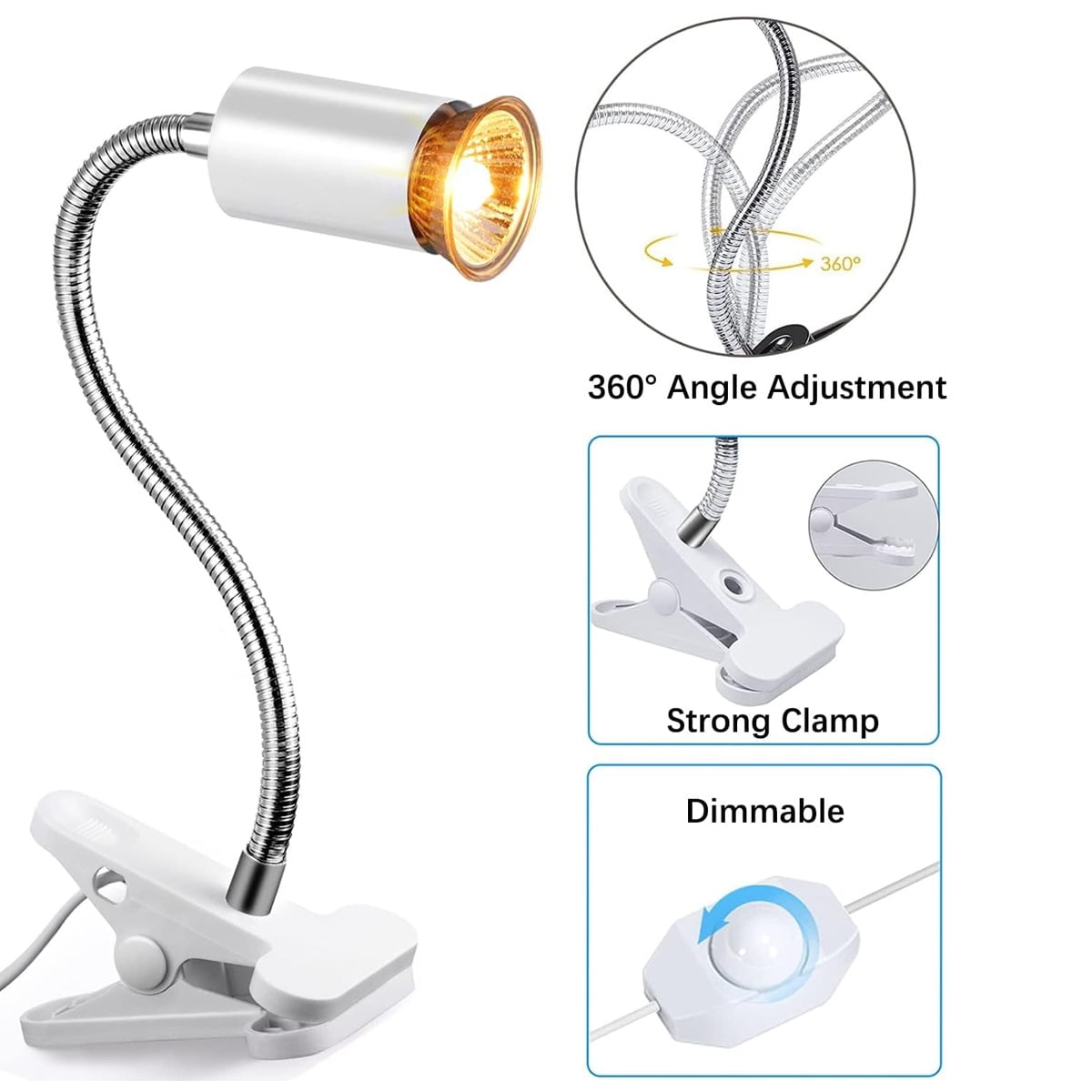 Reptile UVA UVB lamp with Clip-on Bulb Lamp Holder Kit Turtle Basking UV Heating Lamp Bulb Set Tortoises Lizards Light Lighting
