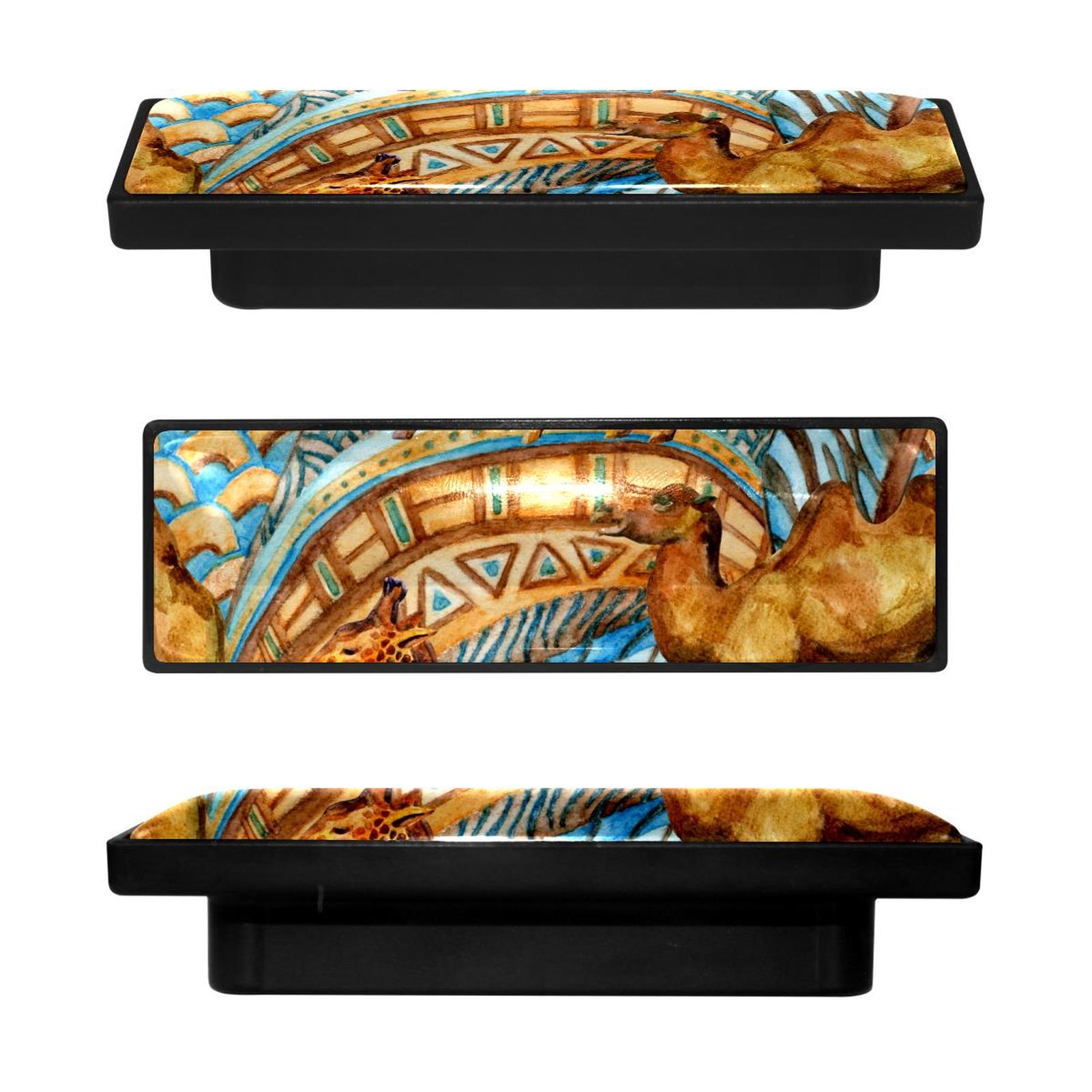 4 Pcs Rectangle Handle Cupboard Knob Drawer Pulls Handle African Camel and Giraffe