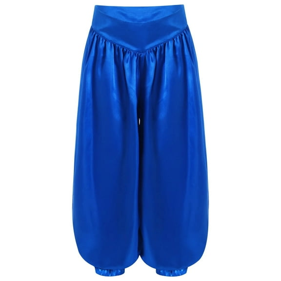 Kids Girls Belly Dance Performance Harem Pants Wide-Leg Satin Trousers For Carnival Event Theme Party