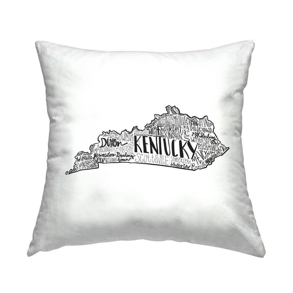 Stupell Industries Kentucky State Shape Outline Cities Map Design by Saturday Evening Post Throw Pillow