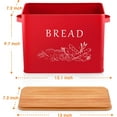 thumbnail image 2 of Bread Box with Wooden Lid, 13.1” x 7.2” x 9.7” Metal Bread Container Storage Holder for Family Farmhouse Kitchen Countertop, Powder-Coated & Healthy, Large Capacity & Classic Pattern (Red), 2 of 14